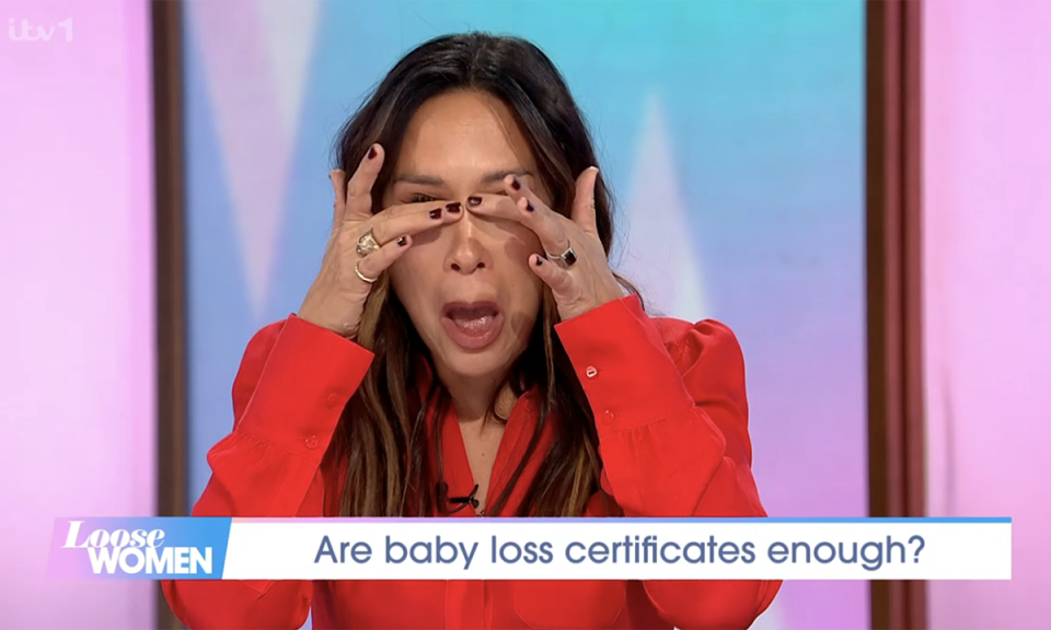 Myleene Klass wiped her tears from her eyes. (ITV screengrab)