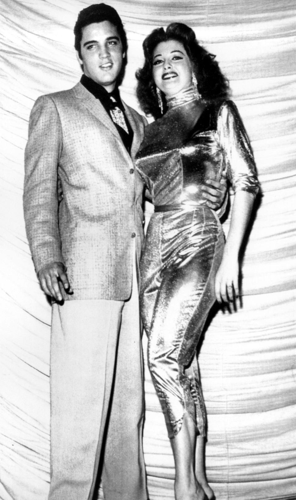 With Elvis Presley in 1957: they met while performing at The Dunes hotel in Las Vegas - Everett Collection