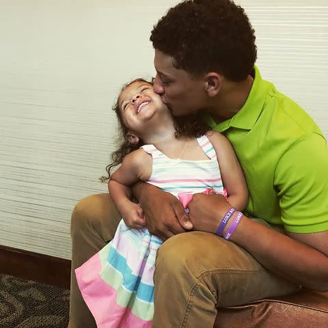 <p>Randi Mahomes/Instagram</p> Patrick Mahomes with little sister Mia Randall