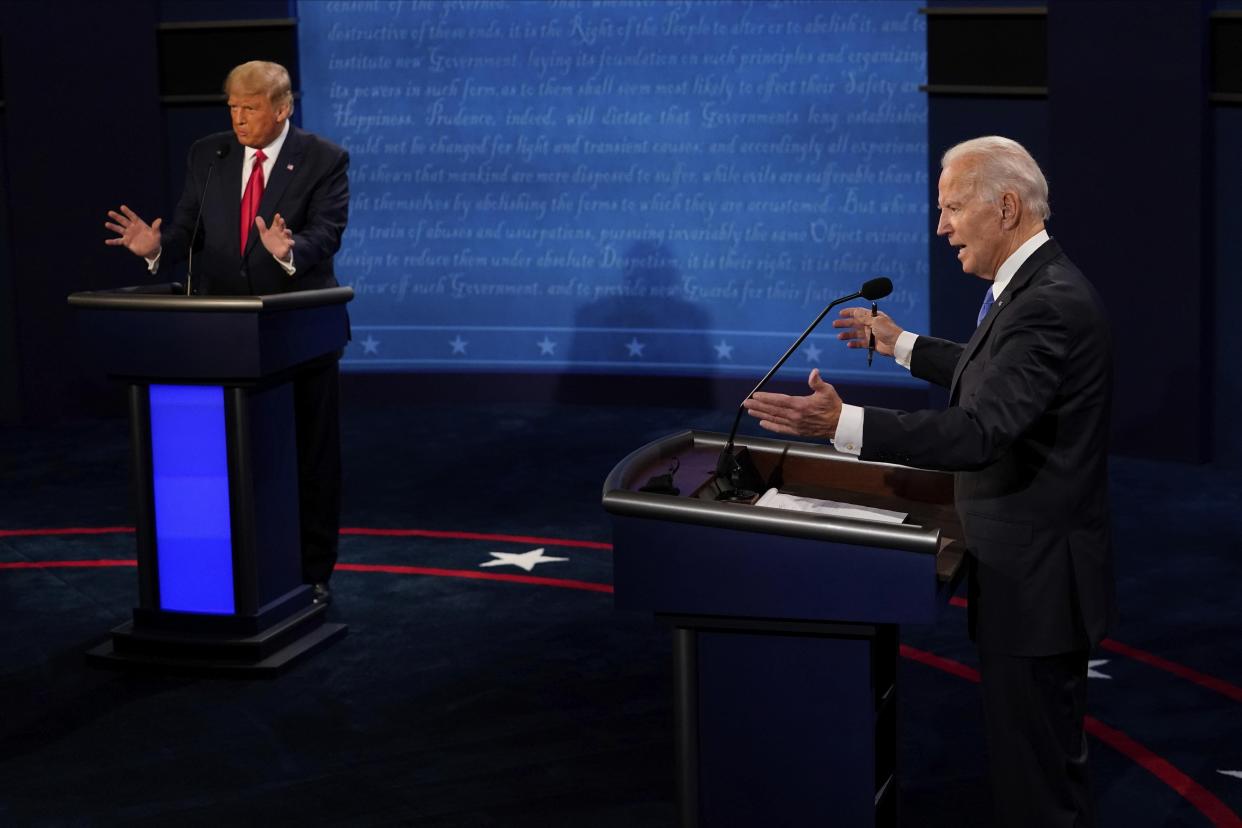 Joe Biden and then-President Donald Trump during the second and final 2020 presidential debate.