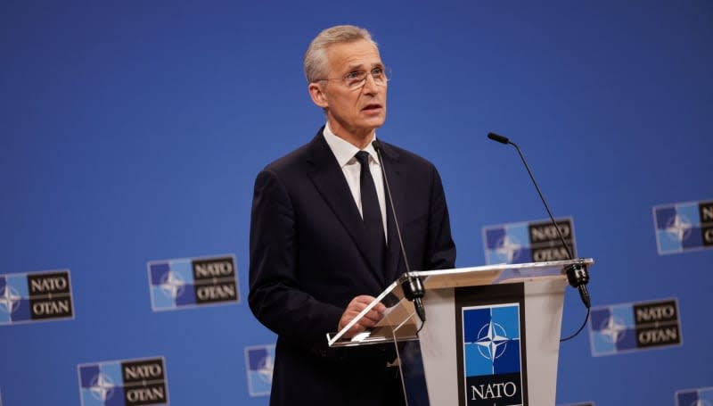 NATO Secretary General Jens Stoltenberg speaks in a Press conference following the virtual meeting of the NATO-Ukraine Council at the level of Allied Defence Ministers. -/NATO/dpa