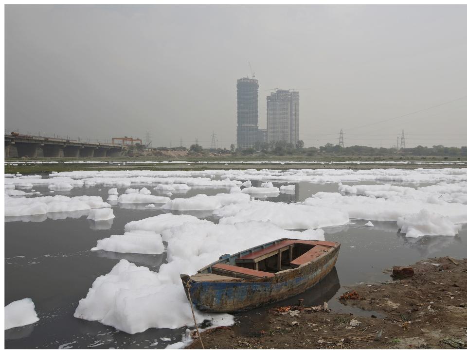 Pollution coronavirus River Yamuna on March 21, 2018  New Dehli India