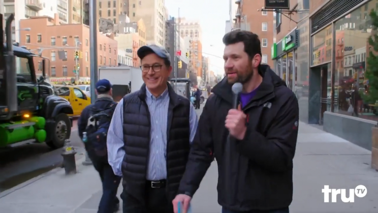 Stephen Colbert joins Billy Eichhner on Billy on the Street. (Photo: Tru TV)