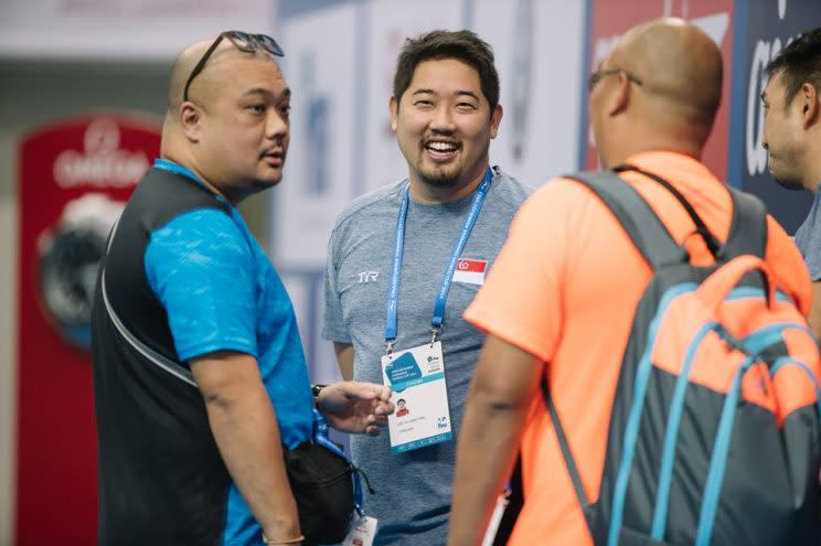 Singapore swimming head coach Gary Tan (centre). (PHOTO: Adrian Seetho/Singapore Swimming Association)