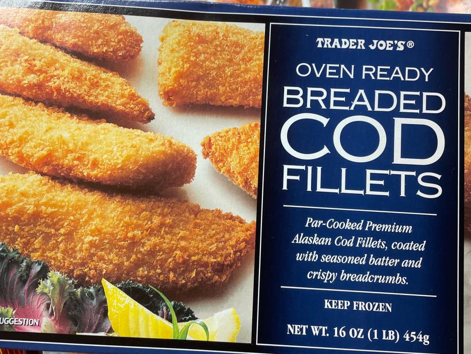 Box of breaded cod at Trader Joe's