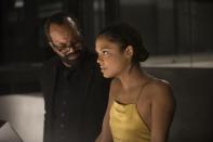 <p>Her own plan to unseat Ford fell flat — Dolores did that for her — but Delos executive director Charlotte Hale (Tessa Thompson) has another wild card up her sleeve. At the end of Season 1, she retrieved Dolores’s father, Peter Abernathy (<a rel="nofollow" href="https://www.yahoo.com/entertainment/westworld-star-fanboy-louis-herthum-also-cant-wait-season-2-213937443.html" data-ylk="slk:Louis Herthum);outcm:mb_qualified_link;_E:mb_qualified_link;ct:story;" class="link rapid-noclick-resp yahoo-link">Louis Herthum)</a>, from cold storage and put him on a train out of Westworld for an as-yet-unrevealed purpose. (Photo: John P. Johnson/HBO) </p>