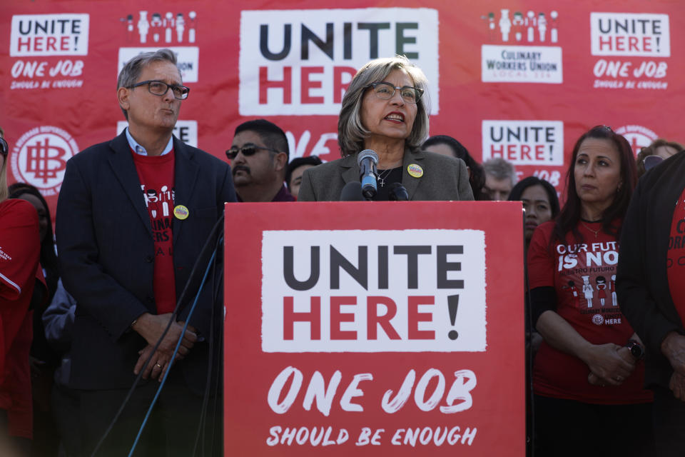 Geoconda Arg&uuml;ello-Kline, secretary-treasurer of the Culinary Workers Union, announced on Feb. 13 that the union would not be endorsing in the presidential primary. (Photo: Alex Wong/Getty Images)
