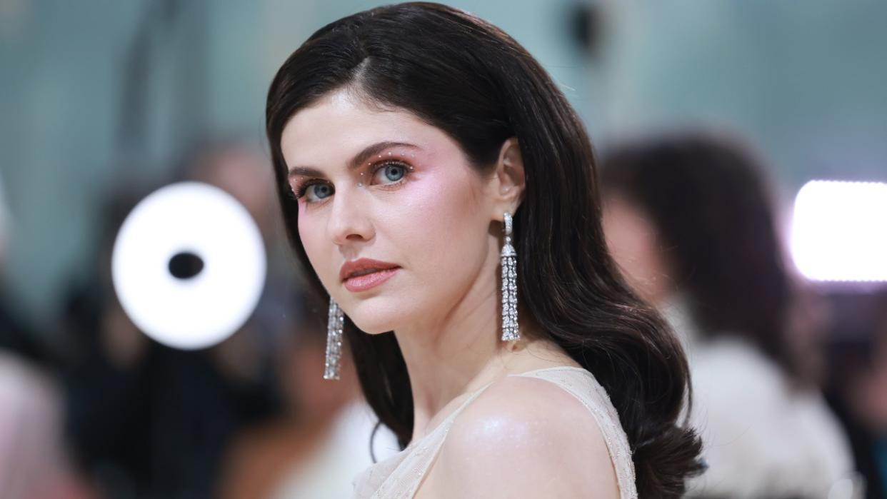  Headshot of Alexandra Daddario at the 2023 Met Gala. 