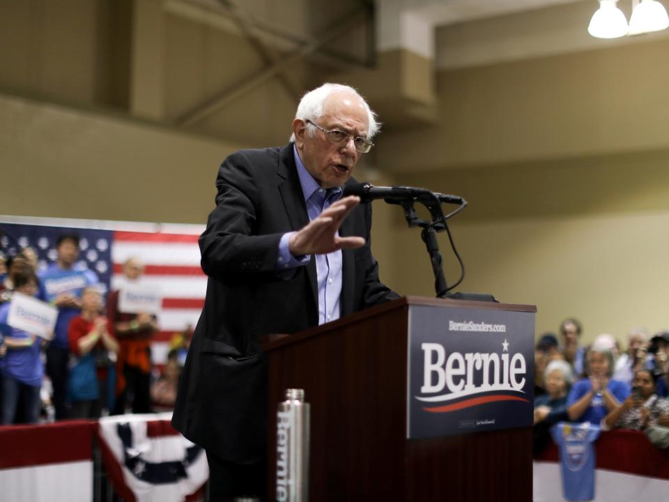 Democratic 2020 U.S. presidential candidate Senator Bernie Sanders speaks during a rally in North Charleston, South Carolina, U.S. February 26, 2020. REUTERS/Jonathan Ernst