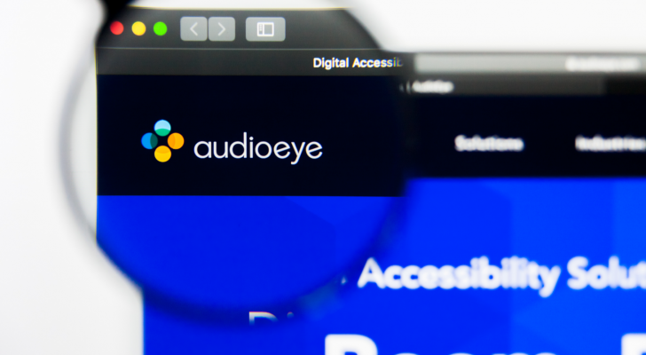 AudioEye logo on their website. AEYE stock.