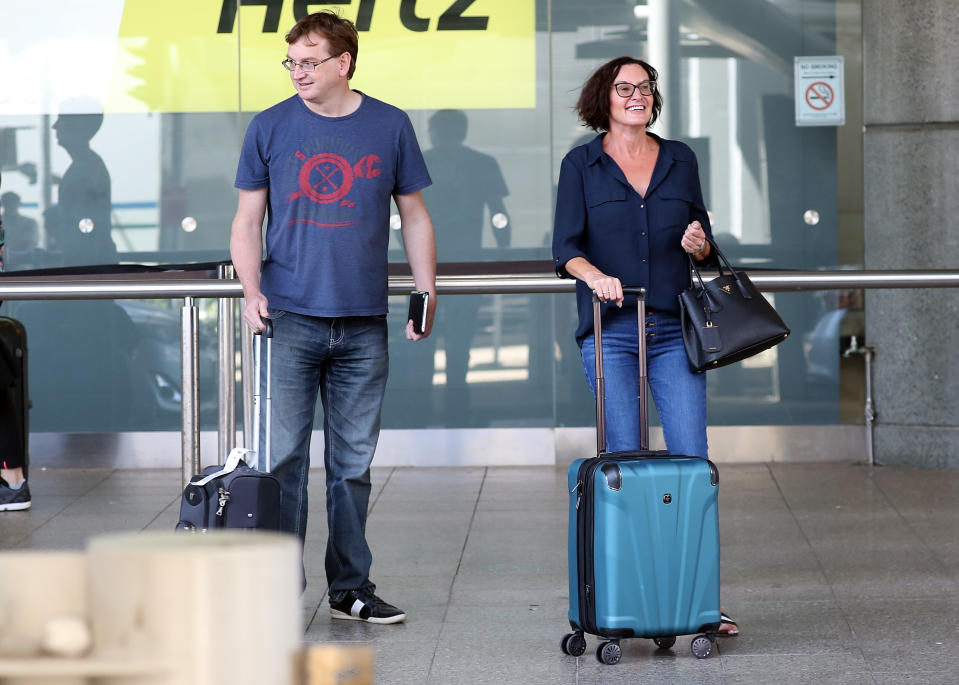 Cassandra was met by her brother after a flight from Melbourne. Photo: Diimex