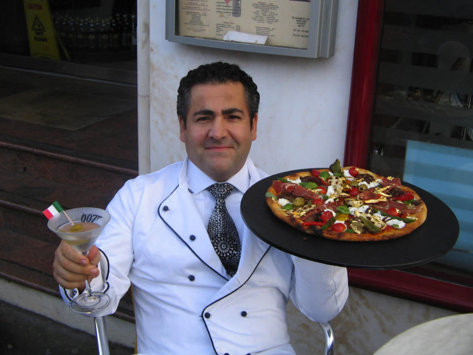 <p>Domenico Crolla is the mastermind behind the $4,200 Pizza Royale 007, which is served with some of the most divine and expensive toppings including caviar soaked in champagne, Scottish smoked salmon, cognac-marinated lobster and gold flakes to garnish. His goal was to raise money for The Fred Hollows Foundation. <i>(Photo Credit: Getty Images)</i></p>