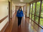 Dr Lynn Jeffers walks at St. John's Regional Medical Center in Oxnard