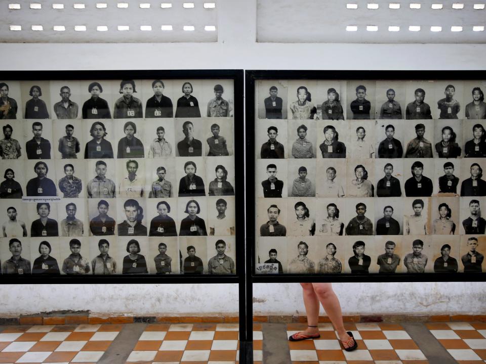 Pictures of victims of the Khmer Rouge regime at the former Tuol Sleng prison that is now a museum on the Cambodian genocide (REUTERS)