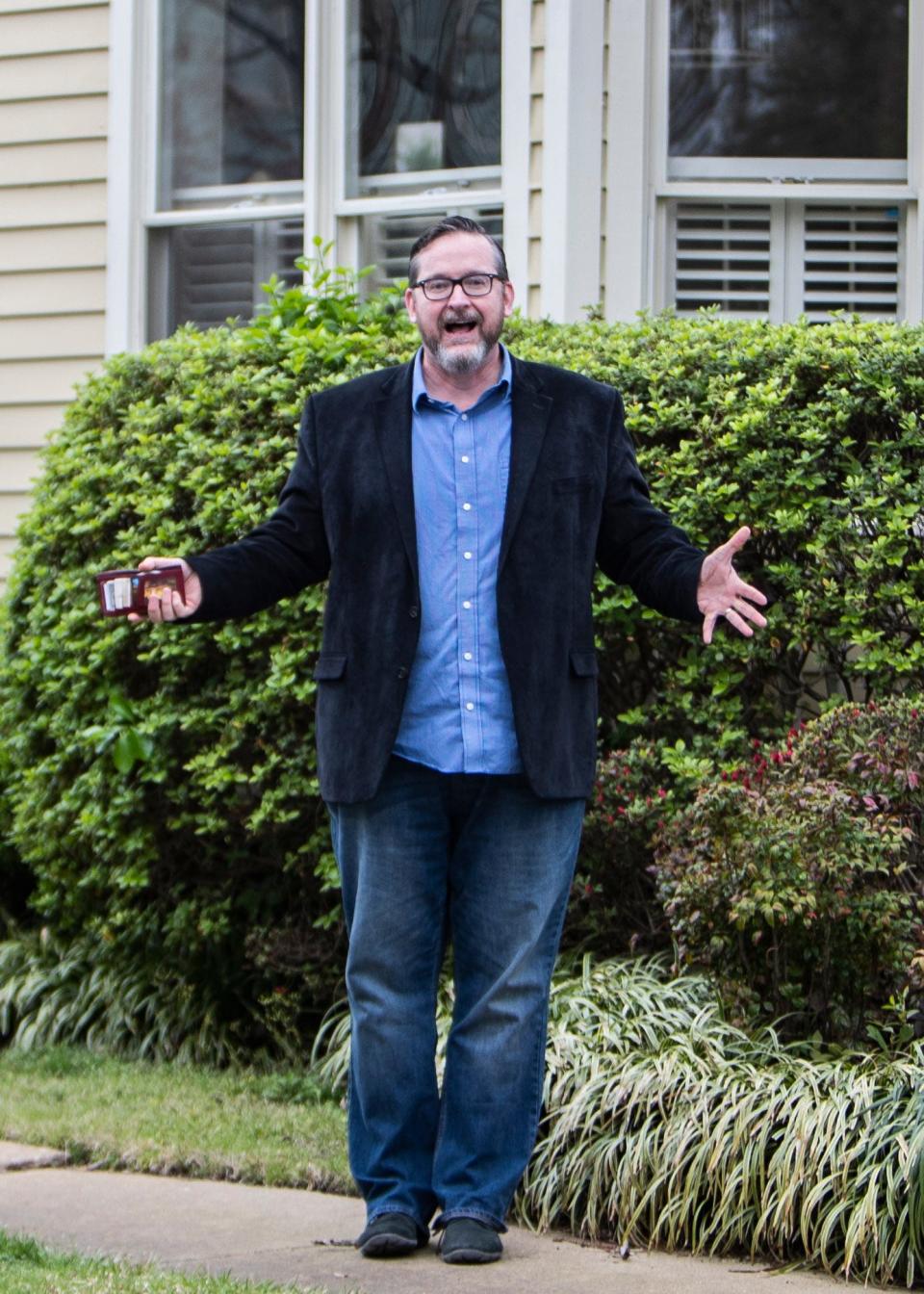 Opera Memphis general director Ned Canty speaks to a small crowd during the Opera Memphis "Sing to Me" concert in Harbor Bend Road on Mud Island on Saturday March 21,2020. Opera Memphis wants residents  practice  social distancing  while enjoying a live show.