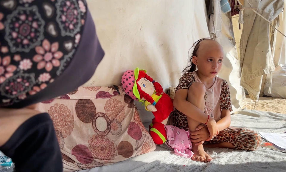 8-year-old Sama in Khan Younis, southern Gaza on August 28, 2024. (NBC News)