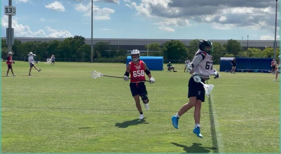Bartow's Brayden Glogower competes in the Under Armour tryouts on June 5. He made the Under Armour team, which is the first time in Bartow history.