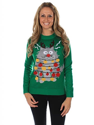 Electrocuted Cat Ugly Christmas Sweater