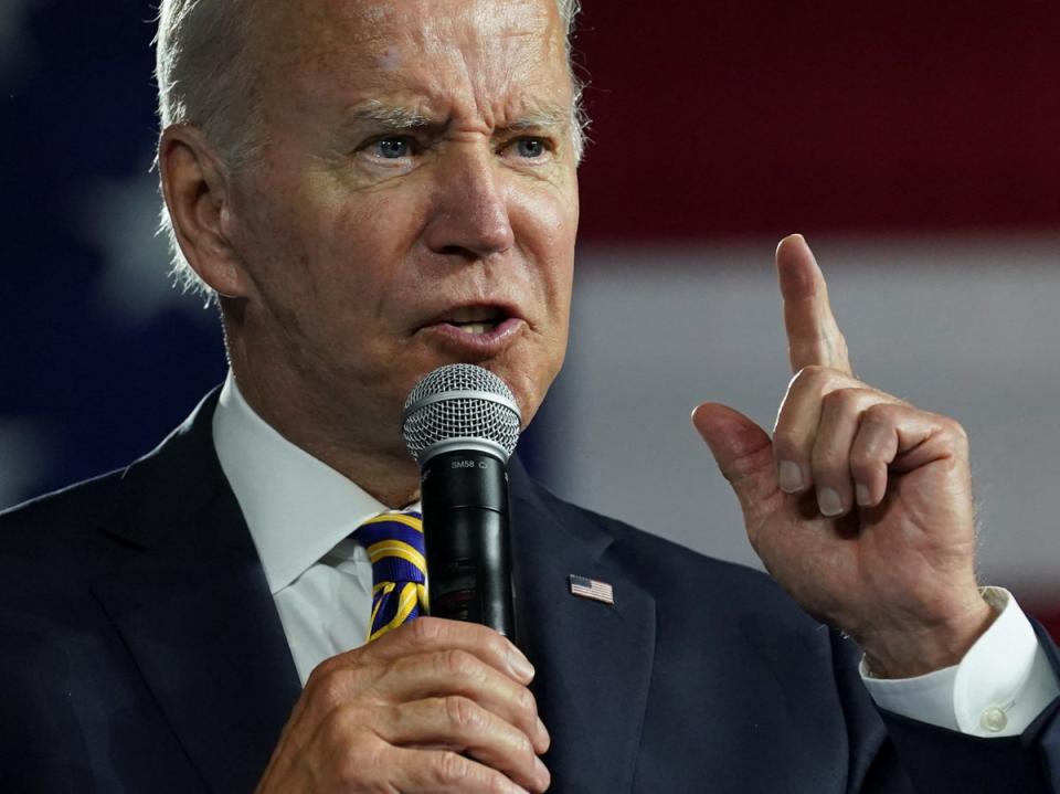 U.S. President Joe Biden gestures as he speaks, during his visit to Cleveland, Ohio, U.S., July 6, 2022 (REUTERS)