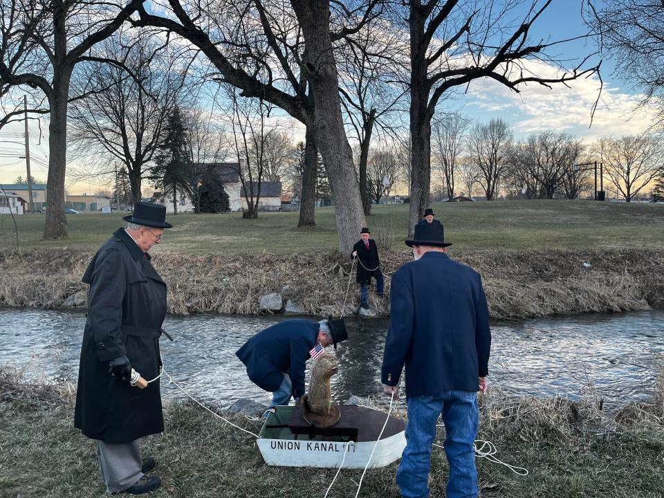 Uni the groundhog took his 42nd boat trip on Thursday morning right before he forecasted whether there would be six more weeks of winter, or an early spring.