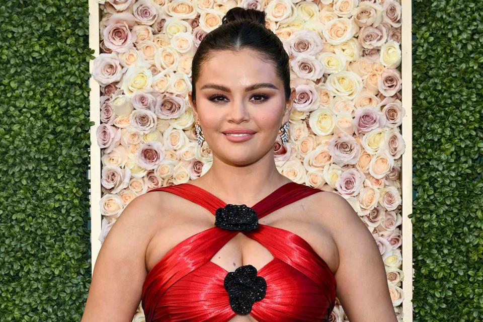 <p>Michael Buckner/Golden Globes 2024/Golden Globes 2024 via Getty Images</p> Selena Gomez at the Golden Globes.