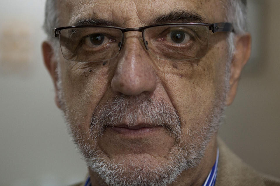 FILE - In this Nov. 18, 2017 file photo, Ivan Velasquez, commissioner of the United Nations International Commission Against Impunity, poses for a portrait during an interview at CICIG headquarters in Guatemala City. The Colombian lawyer who led the commission starting in 2013, was forced to live outside the Central American nation due to tensions with President Jimmy Morales since 2018, but the impact of his work remains intact and although Morales was successful in putting an end to CICIG after 12 years of operations, Velásquez says he is satisfied. (AP Photo/Moises Castillo, File)