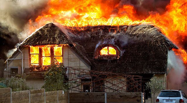 Fire engulfed a cafe on the grounds of a historic homestead at Dromana on Melbourne's Mornington Peninsula. Photo: Facebook