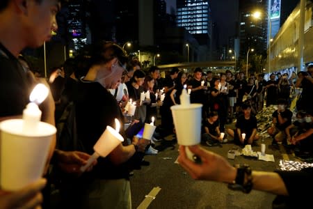 Demonstration demanding Hong Kong's leaders to step down and withdraw the extradition bill, in Hong Kong