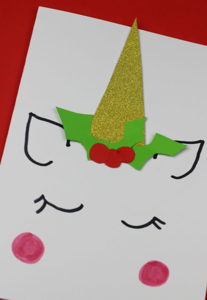 <p>Move over, reindeer. This holly, jolly unicorn is the new animal emblem for the holidays.</p><p><a href="https://www.craftsonsea.co.uk/unicorn-christmas-card-craft/" rel="nofollow noopener" target="_blank" data-ylk="slk:Get the tutorial at Crafts on Sea »;elm:context_link;itc:0;sec:content-canvas" class="link "><em>Get the tutorial at Crafts on Sea »</em></a> </p>