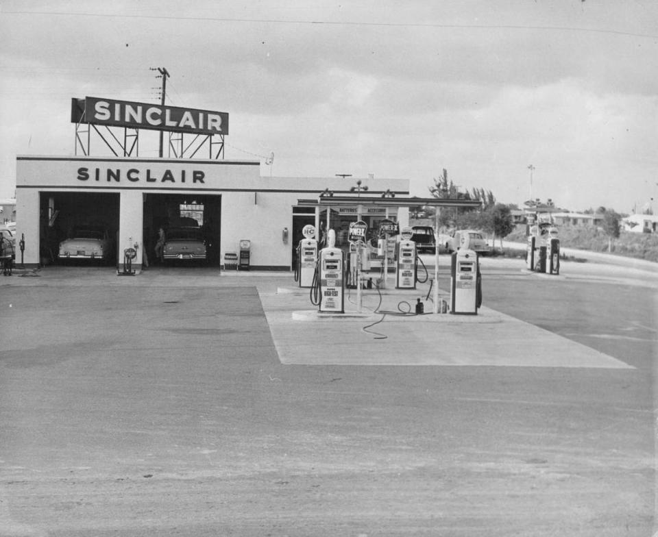 A gas Station are West Fourth Avenue and 29th Street in Hialeah in 1958.