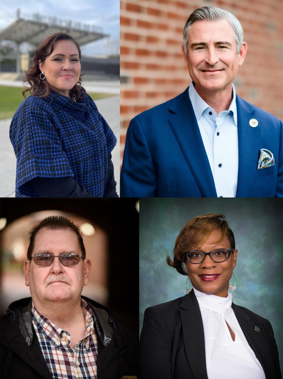 Cumberland County Board of Commissioners District 2 Democrat candidates, Karla Icaza, from top left clockwise, Kirk deViere, Toni Stewart and Ronald Pittman.