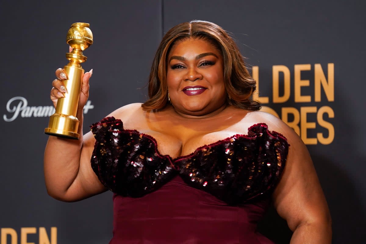 Da’Vine Joy Randolph  with her Gokden Globe (AP)