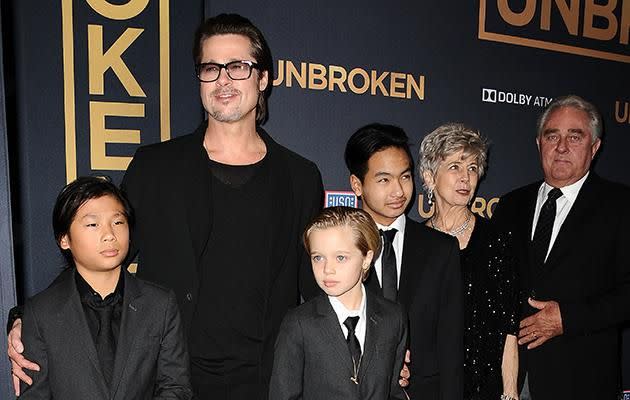 Brad with his kids. Source: Getty