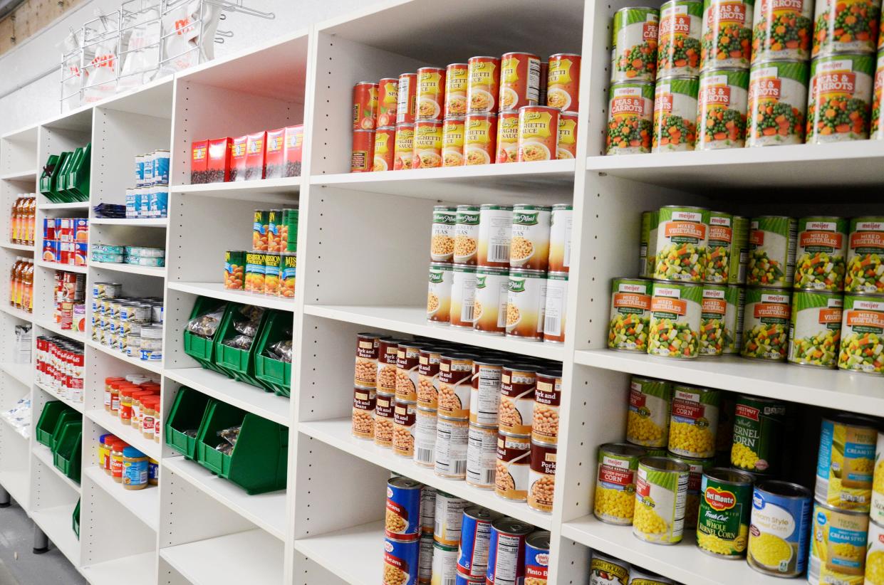 Canned food fills the shelves at the Manna Food Project, located at 8791 McBride Park Ct. in Harbor Springs.