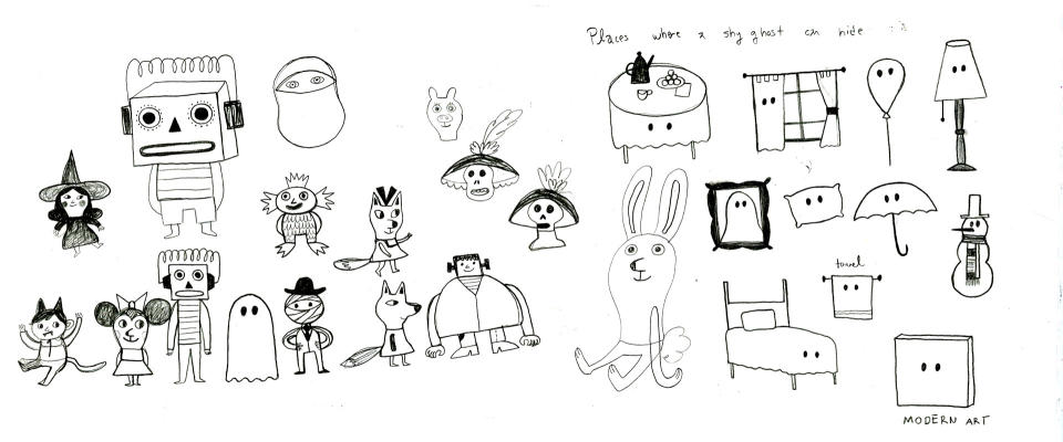 image of Flavia Z Drago's sketchbook featuring monsters