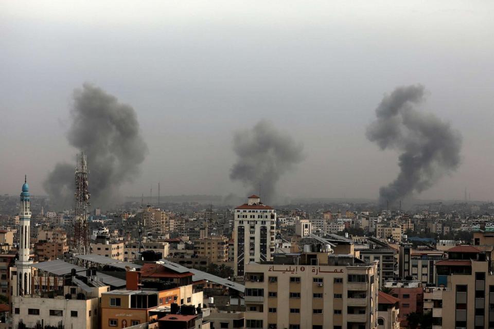 PHOTO: Smoke rises following Israeli bombardment on Gaza City, Oct. 29, 2023. (Abed Khaled/AP)