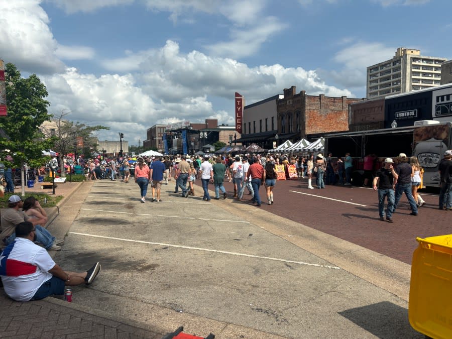 Festival-goers in downtown Tyler for the 2024 Red Dirt Music Festival.