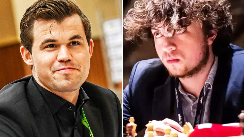 Magnus Carlsen and Hans Niemann, pictured here in action in chess.