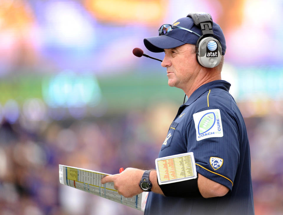 Former Cal head coach Jeff Tedford (seen in a 2011 game against Washington) is rumoured to be the next B.C. Lions' head coach. (Harry How/Getty Images)