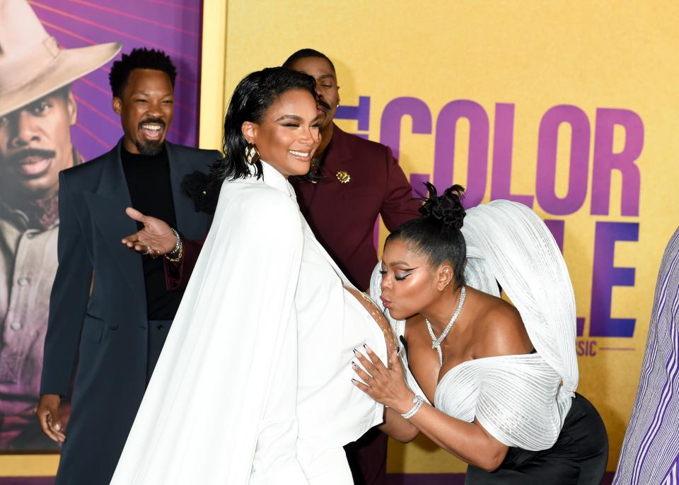 Ciara and Taraji P. Henson at the premiere of "The Color Purple" held at The Academy Museum on December 6, 2023 in Los Angeles, California.
