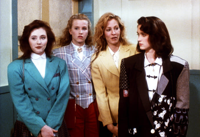 <p>What’s your damage, Heather? Well, your credit card bill after all the back to school shopping. Winona Ryder is forever our style icon and in “Heathers,” it’s perfection: the blazers, the bold skirts, the overalls, the all black funeral suit for when things take an, um… turn. </p>