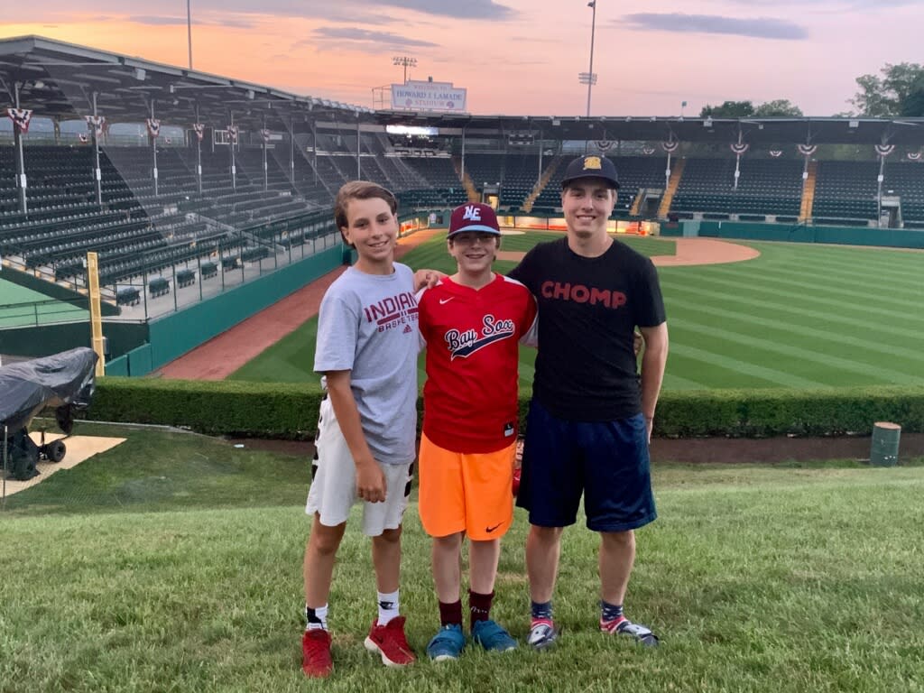 The Tanous boys in Williamsport: Gabe, 14 (l.),  Lucas, 11 (center), and Sam, 17 (r.)