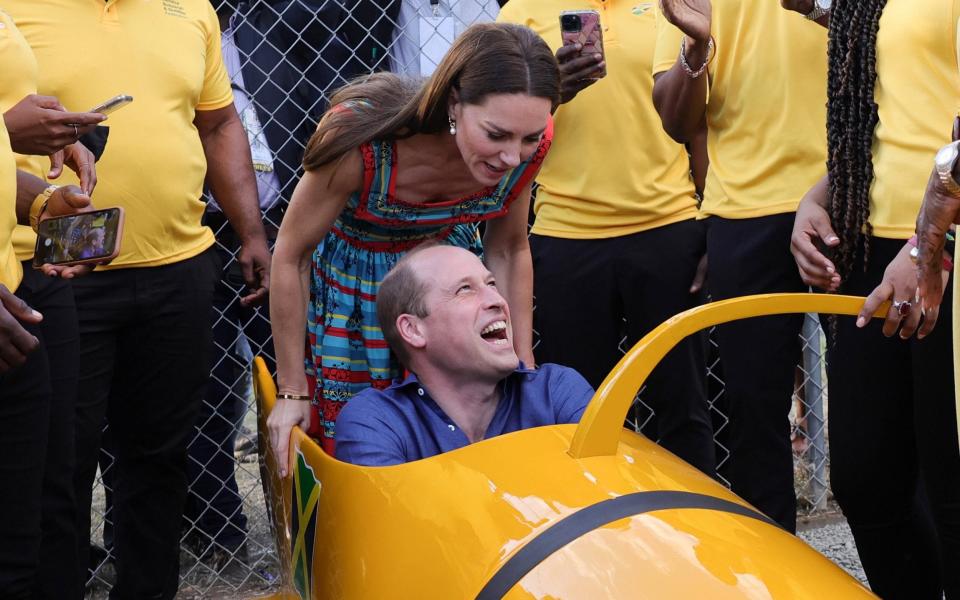 The Duke tried out the bobsleigh when the pair met the Jamaican national team - PA
