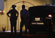 <p>Law enforcement officials work at the scene of a shooting at the First Baptist Church of Sutherland Springs, Nov. 5, 2017, in Sutherland Springs, Texas. (Eric Gay/AP) </p>