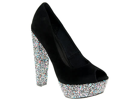 Glitter Peep Toe Heels