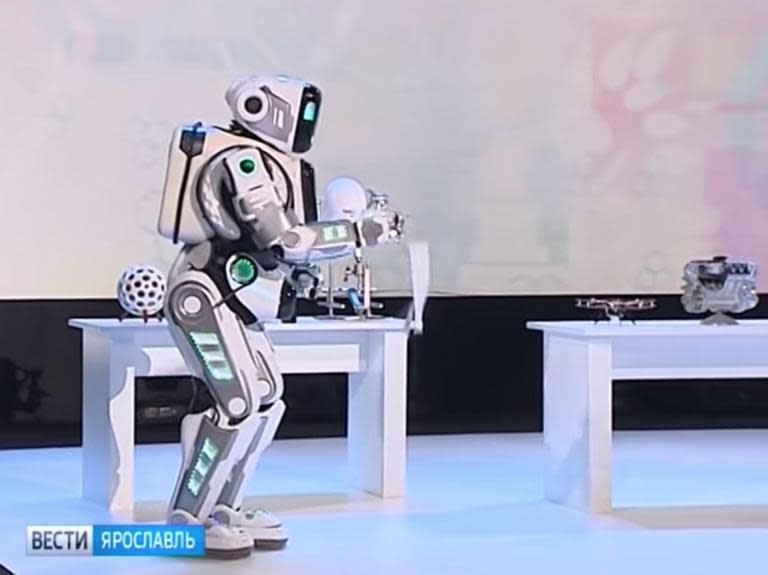 'Russia's most modern robot' revealed to be just a person in a suit