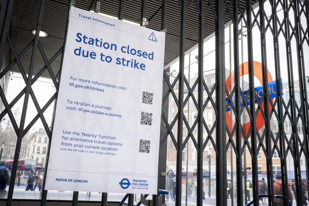 Much of London's Underground network will also face closure on Monday due to strike action. (Getty)
