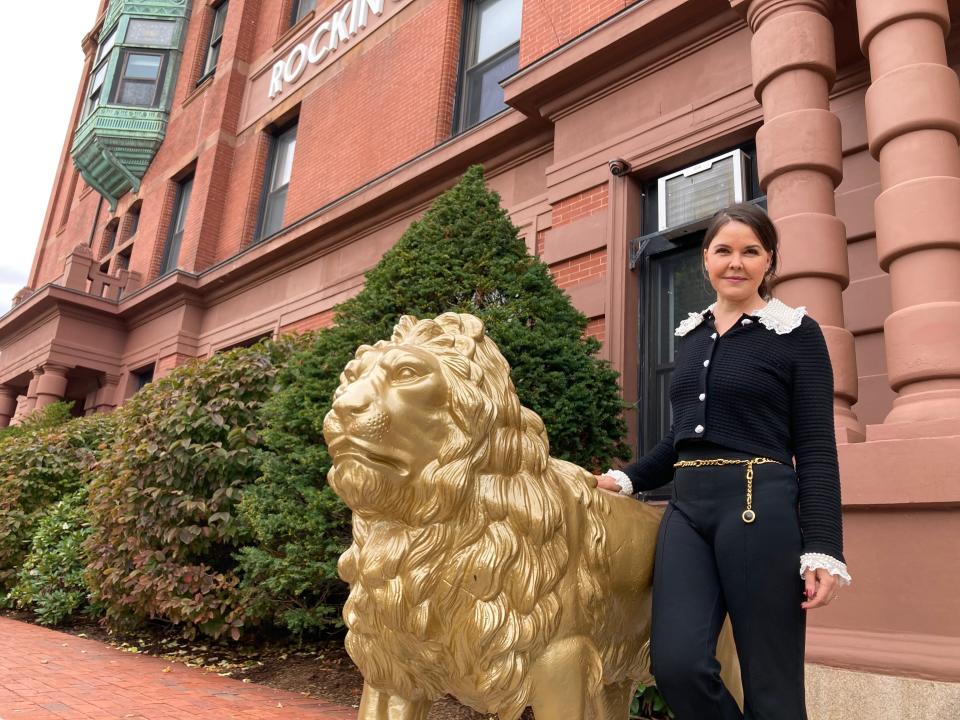 The Library Restaurant in Portsmouth caught a vapor-like movement whoosh past its outdoor security camera early Tuesday morning at the same time the building's burglar alarm was activated. Co-owner Adrienne Waterman, seen outside Wednesday, Oct. 18, 2023, said she's a ghost skeptic but she has no explanation.