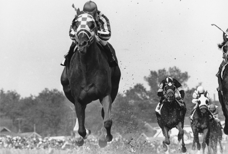 Jockey Ron Turcotte rides Secretariat to victory at the 99th Kentucky Derby on May 5, 1973.