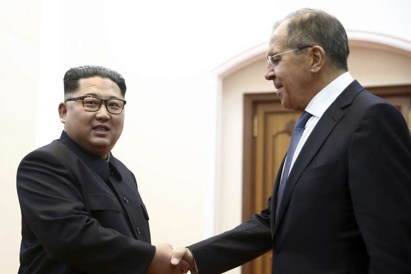 2018年5月31日，北韓最高領導人金正恩在平壤會見俄羅斯外長拉夫羅夫（Sergey Lavrov）（AP）
